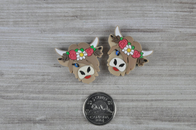 Highland Cow with Flowers