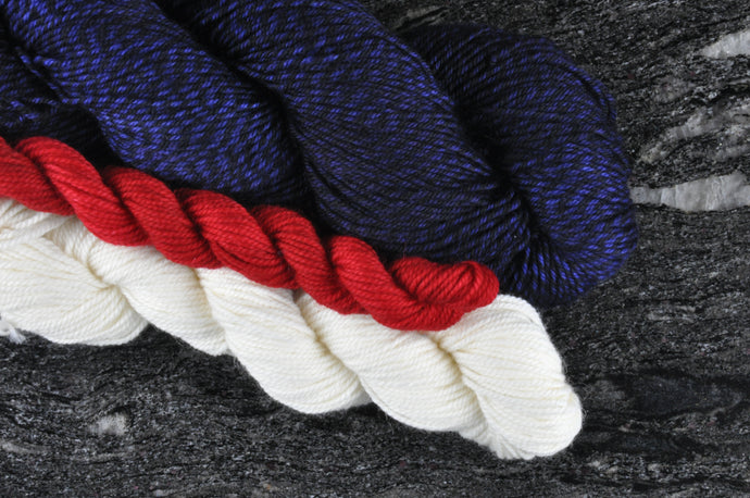 Marled Fingering Work Sock Bundle - Just Navy Blue and Red