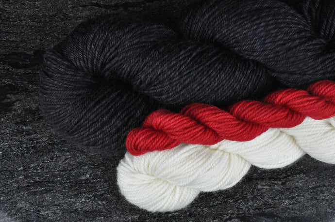 Marled Fingering Work Sock Bundle - Licorice Black and Red